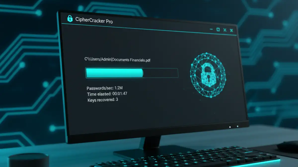 recovered my encrypted pdf - A realistic view of desktop software working to recover a forgotten PDF password.