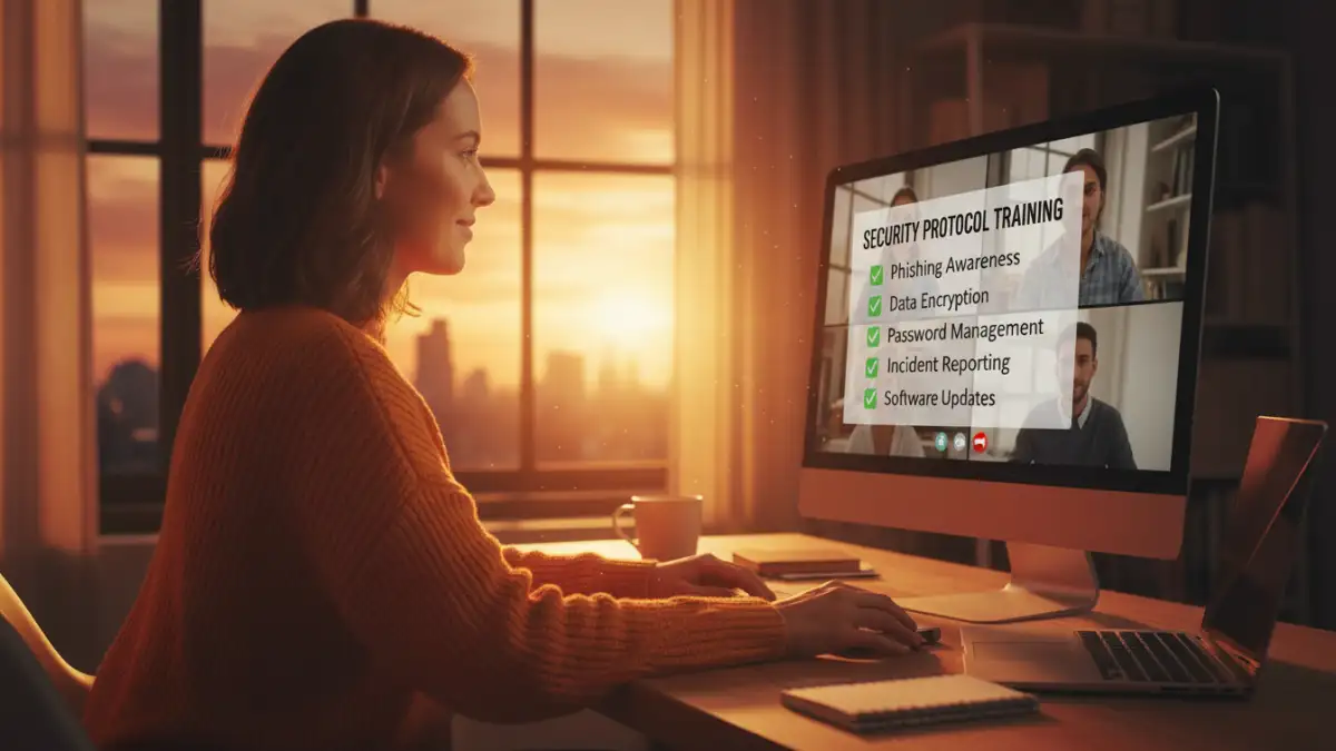 remote document security - A remote worker applying their security training in a real-world work from home scenario.