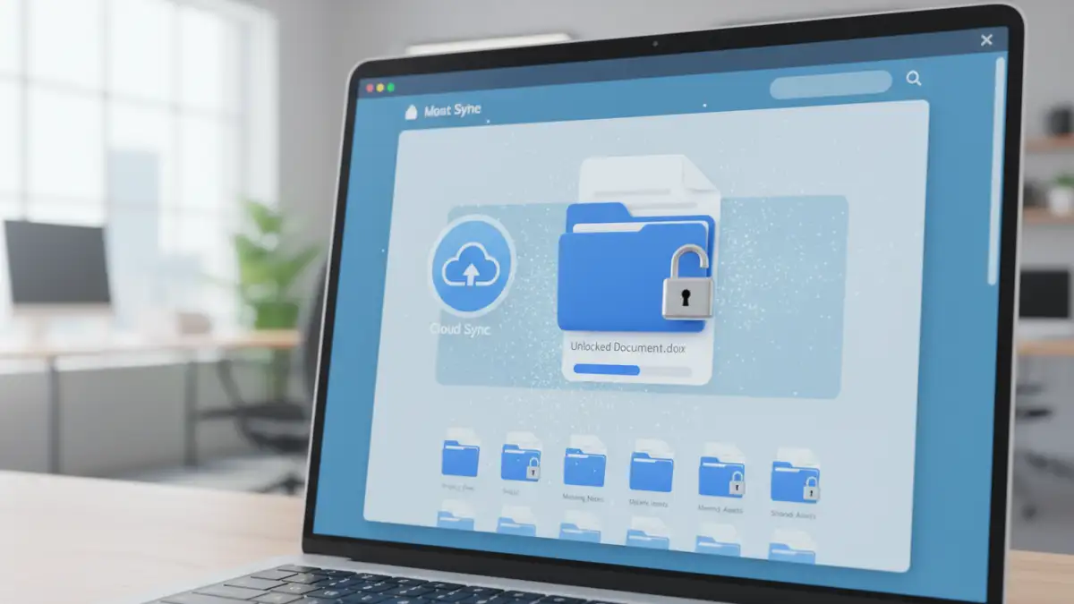 remove password cloud files remove password cloud files - Laptop screen showing a password-protected file being unlocked in cloud storage