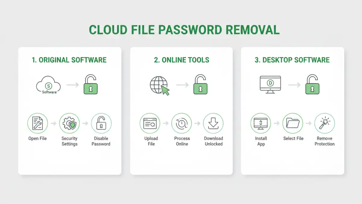 remove password cloud files remove password cloud files - Infographic comparing methods for removing password protection from cloud files