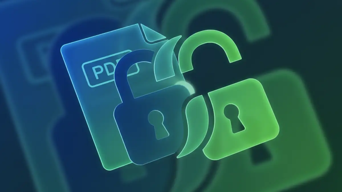 remove pdf password - Secure PDF unlock process with lock icon transitioning to open
