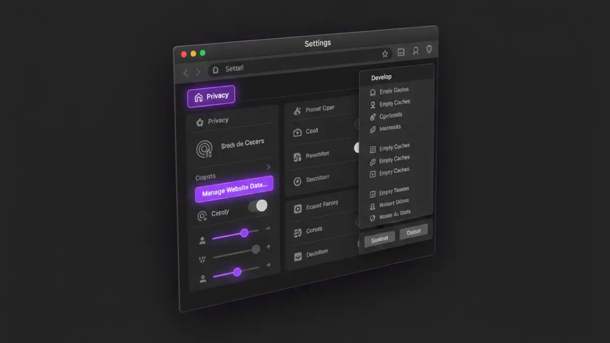 safari pdf viewer - Safari settings showing options to clear cache and manage website data