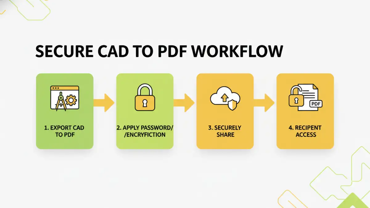 secure blueprints pdf secure blueprints pdf - Infographic illustrating steps for secure CAD file sharing as PDFs