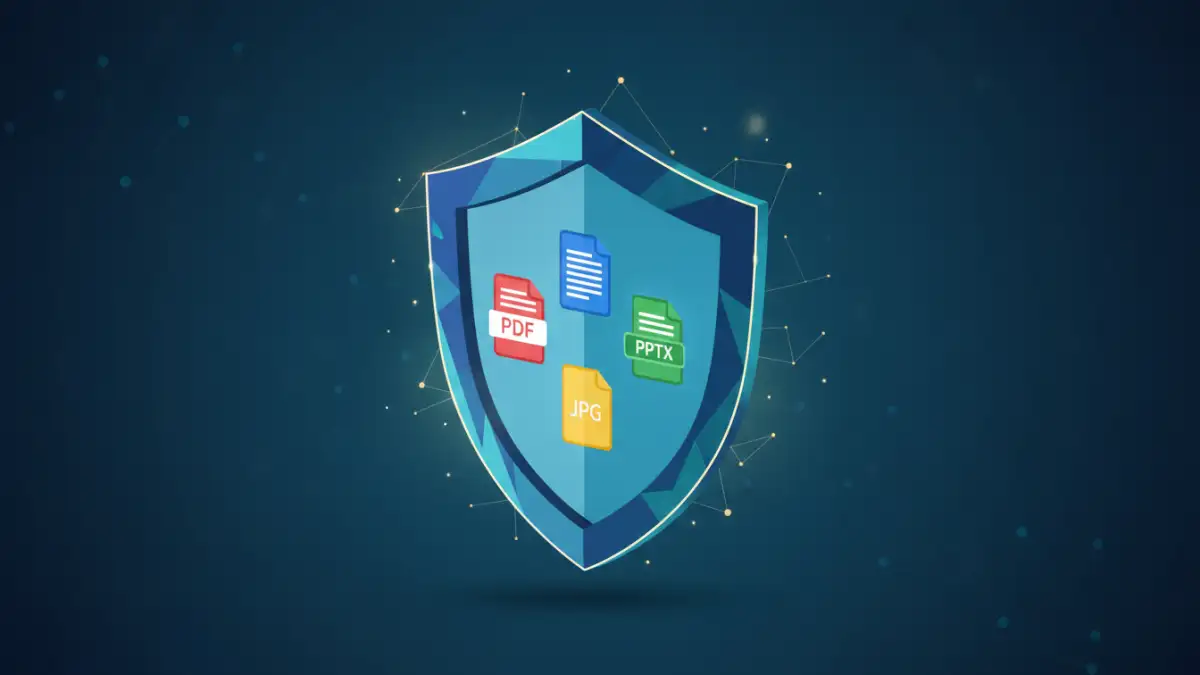 secure document portfolio sharing Illustration of secure document portfolio sharing with protected document icons