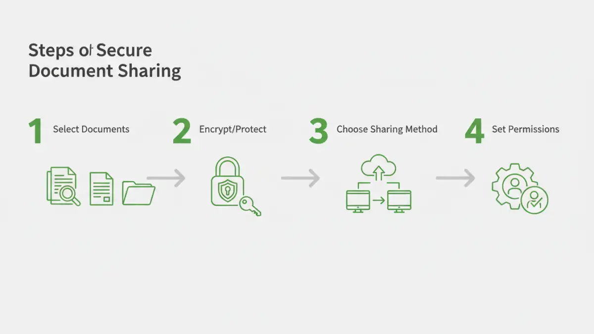 secure document portfolio sharing secure document portfolio sharing - Infographic detailing the steps for secure document sharing