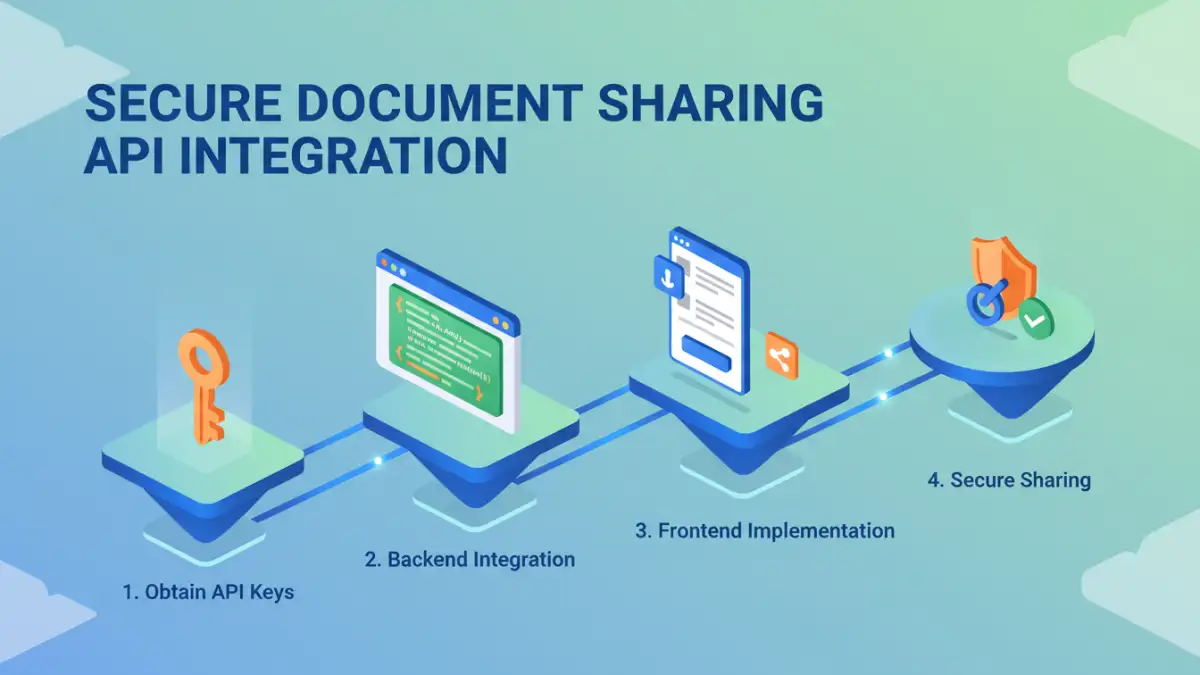 Infographic detailing the steps for secure document sharing API integration