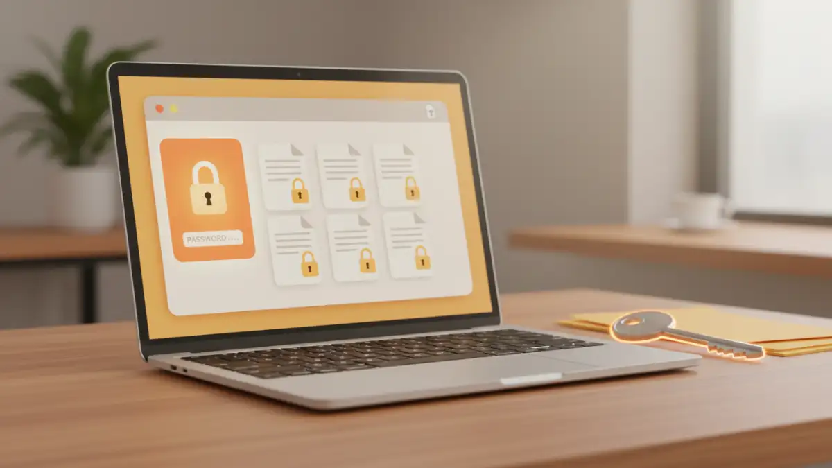 secure document sharing - Desktop view illustrating the use of secure file sharing platforms and encryption for document protection.