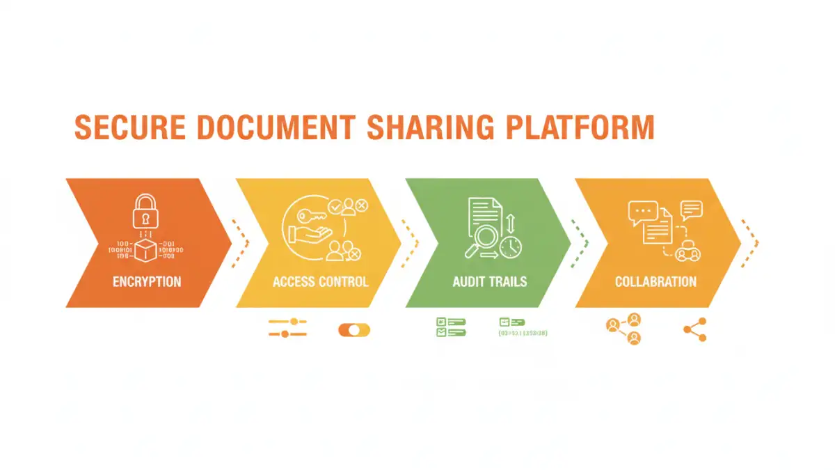 secure document sharing Infographic detailing the core features of secure document sharing platforms