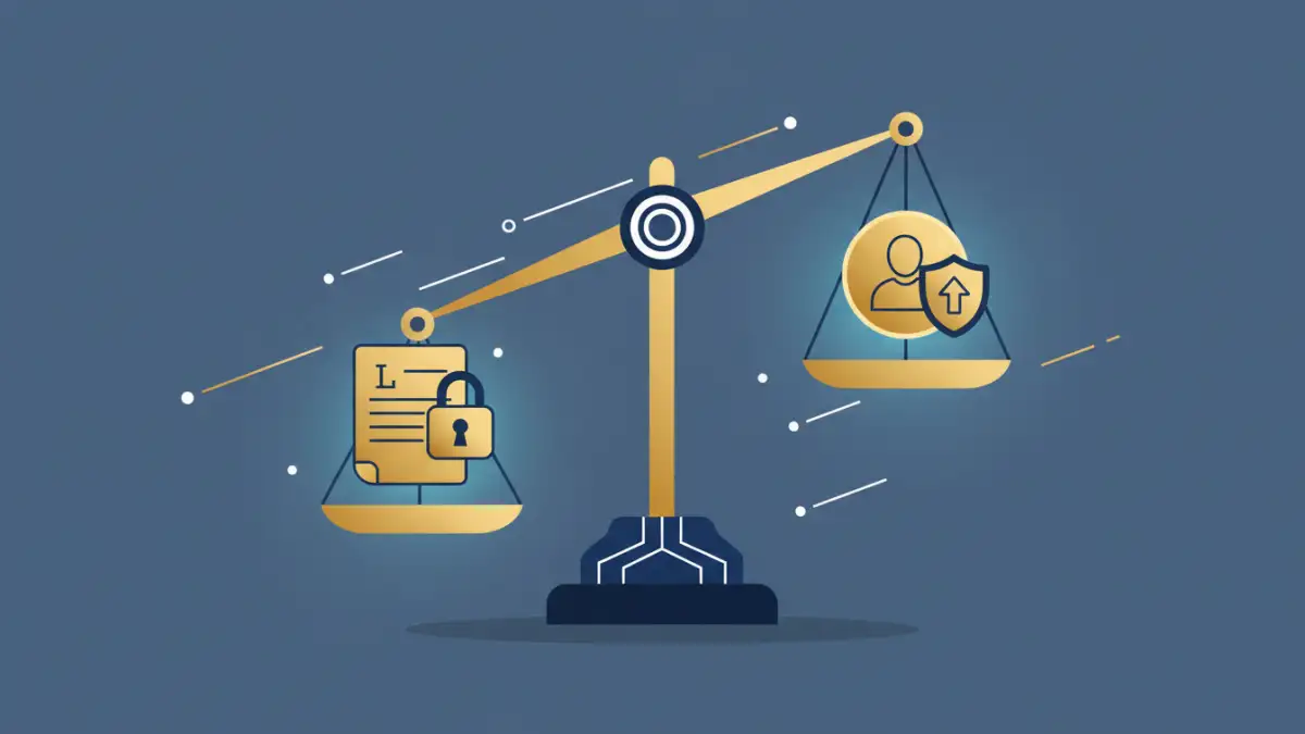 secure document sharing legal secure document sharing legal - A modern graphic symbolizing the balance between security and access in legal document sharing.