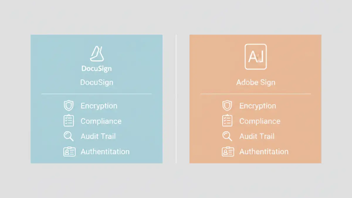 secure document signing - Infographic comparing the security features of DocuSign and Adobe Sign.