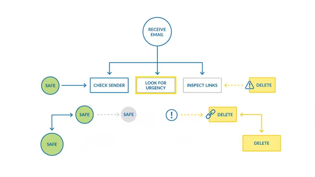 secure documents phishing secure documents phishing - An infographic flowchart showing steps to identify and handle a phishing email.