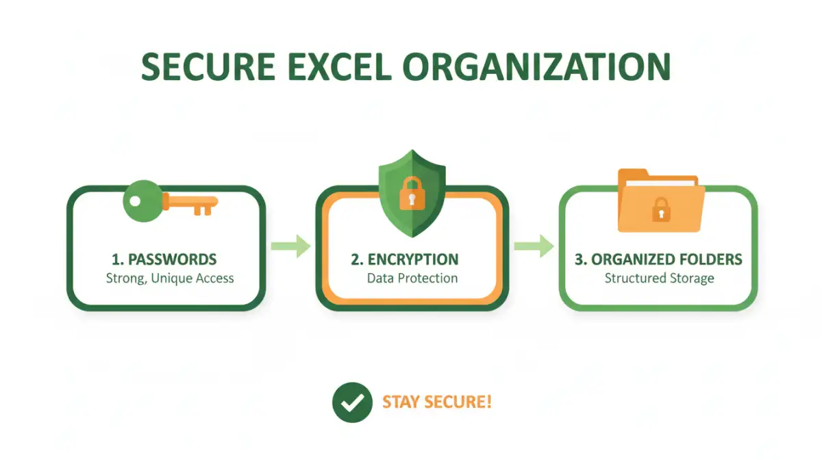 Infographic detailing methods for secure Excel file organization