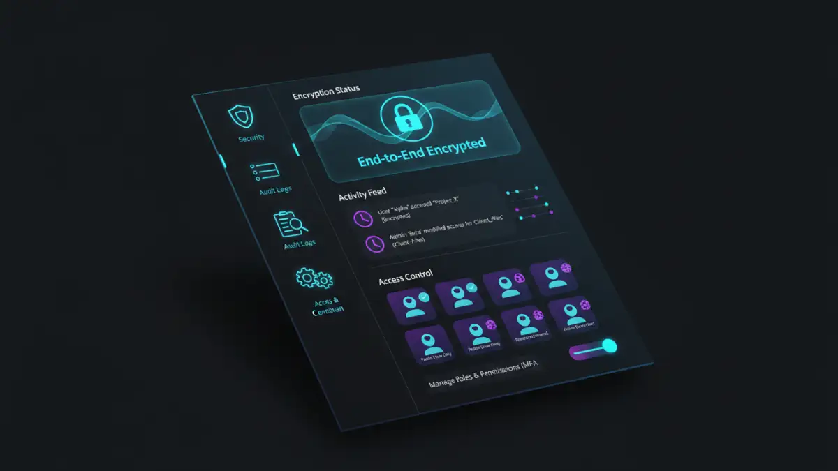 secure file sharing laws secure file sharing laws - Dashboard of a secure file sharing platform demonstrating compliance features