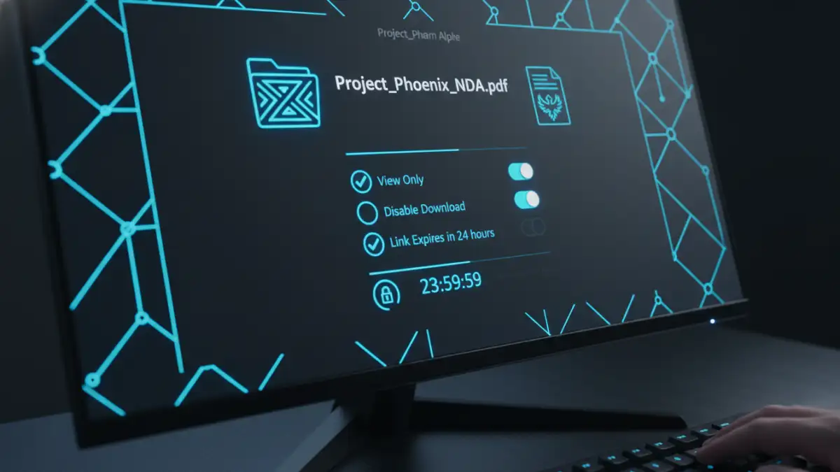 secure file sharing review secure file sharing review - Setting granular permissions for a confidential document in a secure file sharing platform.