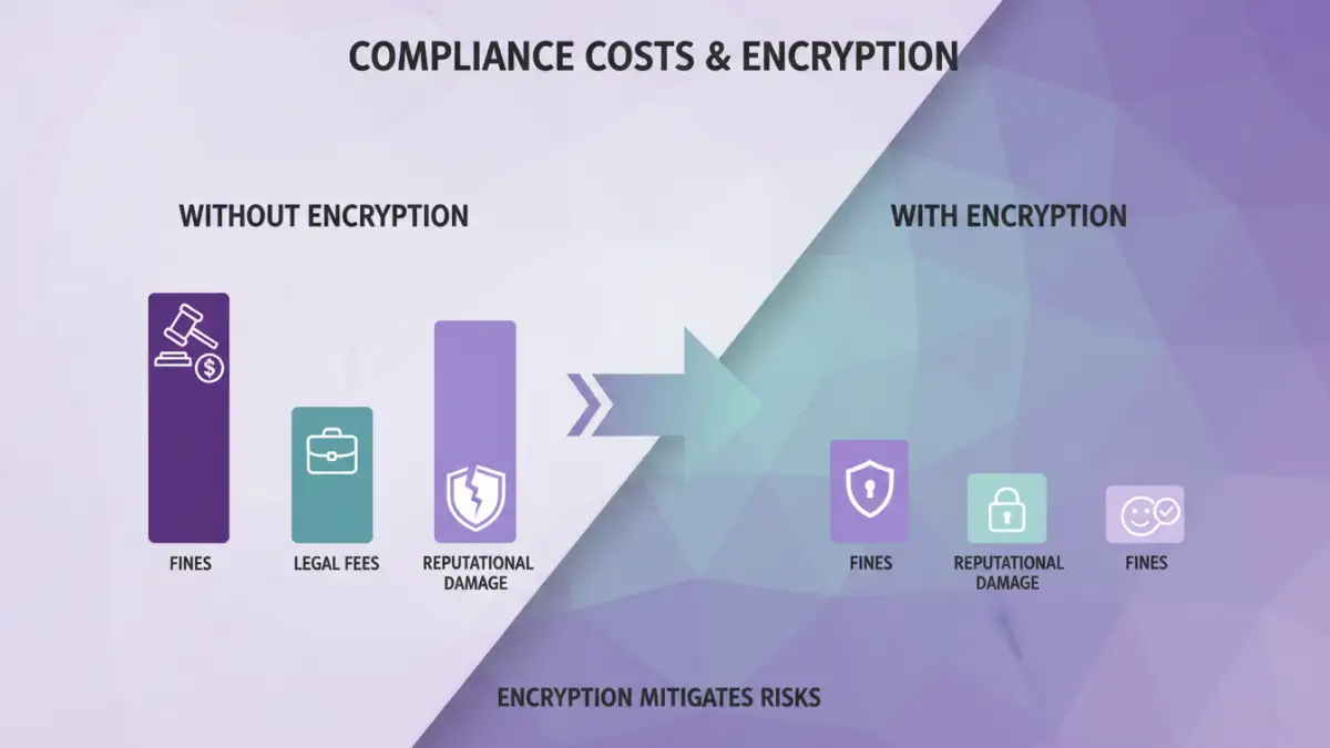 secure files encryption secure files encryption - Infographic showing how encryption reduces compliance costs and avoids fines.