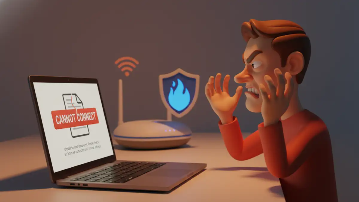 User experiencing frustration with secure PDF access due to network errors