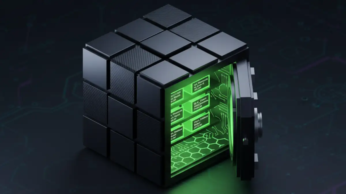 secure pdf files An illustration of secure PDF files being organized within a digital vault, highlighting document security.