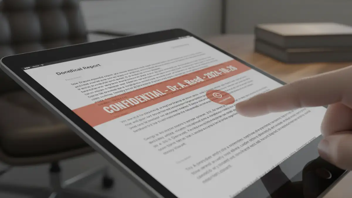 secure pdf sharing secure pdf sharing - A close-up of a document with a dynamic watermark, a key feature to prevent data leaks.