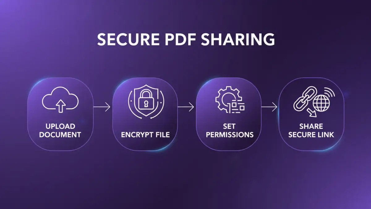 secure pdf sharing software Infographic illustrating the secure PDF sharing software process and its key steps.