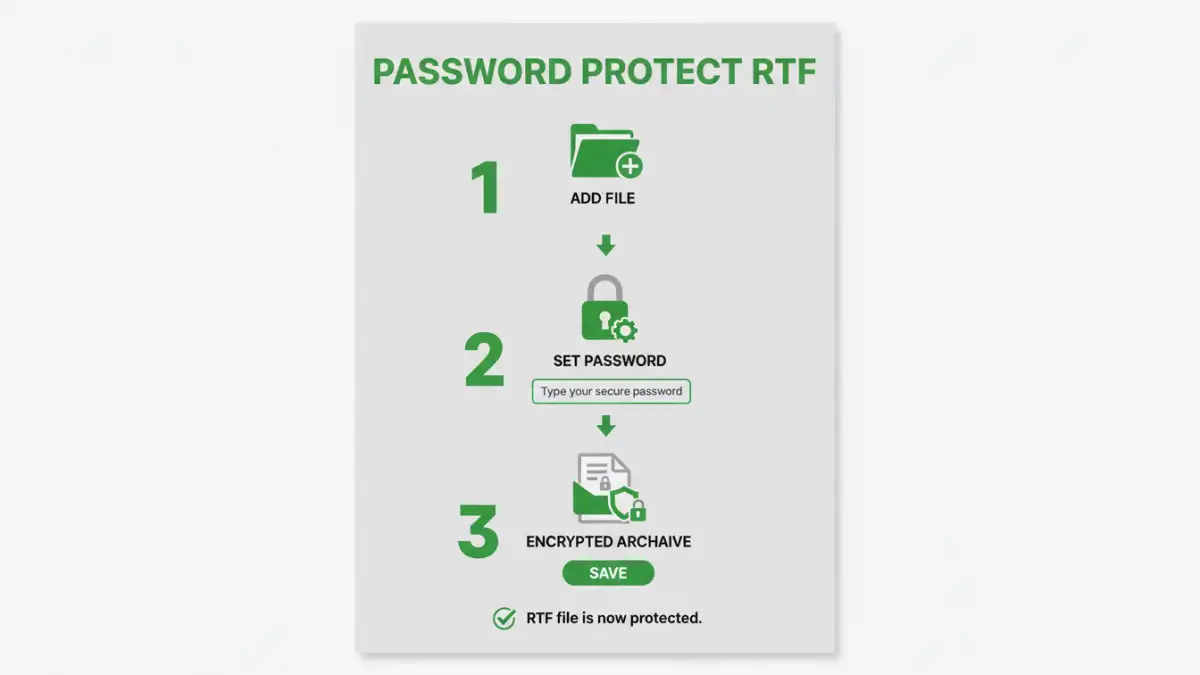 secure RTF document files - Infographic detailing the steps to password protect an RTF document