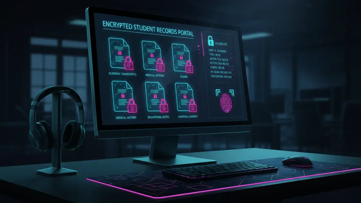 secure student records Administrator accessing secure student records via encrypted portal