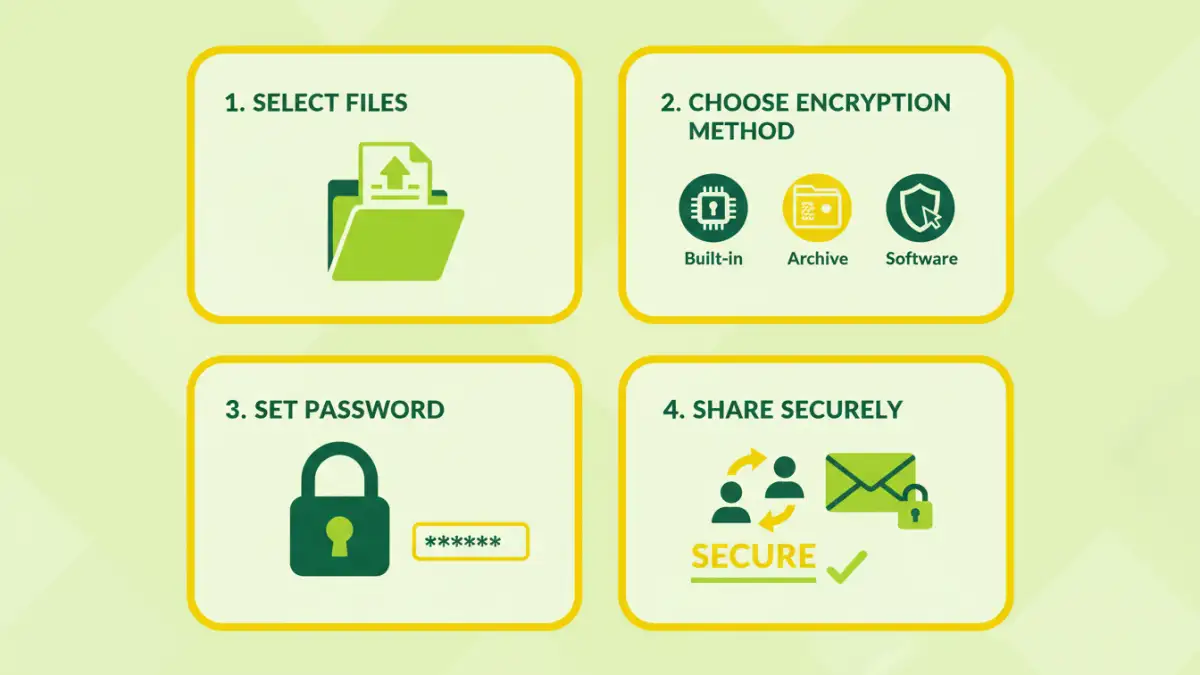 securely share files - Infographic detailing the steps for securely sharing multiple office files.