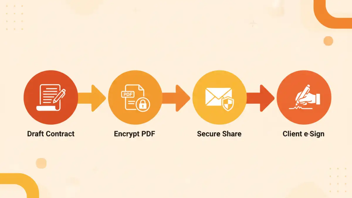 securing client pdf files securing client pdf files - Infographic showing the 4-step process for securing real estate documents.