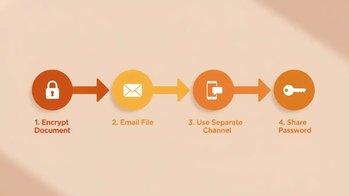send password protected document - Infographic showing the four essential steps to send a password-protected document securely.