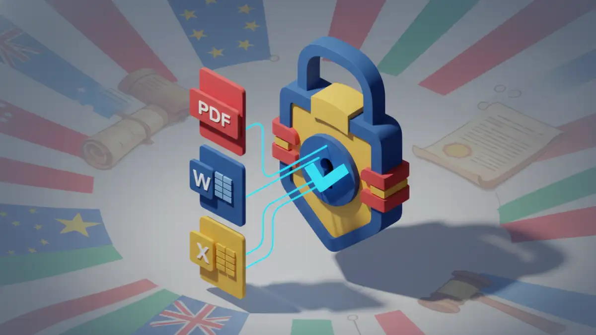 sensitive document security sensitive document security - Visual representation of secure legal document handling across borders