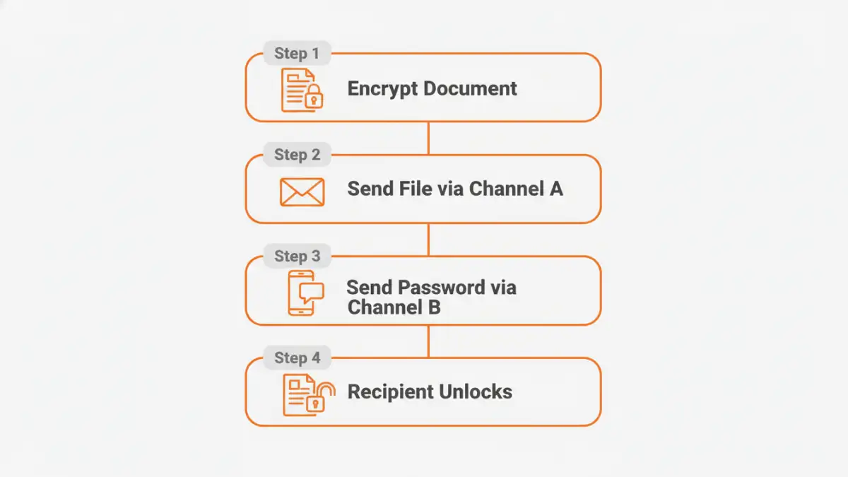 share password for document share password for document - Infographic showing the four steps to safely share a password for a document.