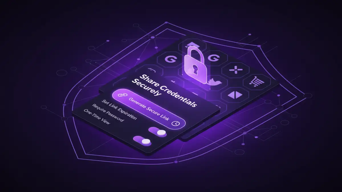 share secure pdfs share secure pdfs - An illustration of a password manager's interface for secure sharing.