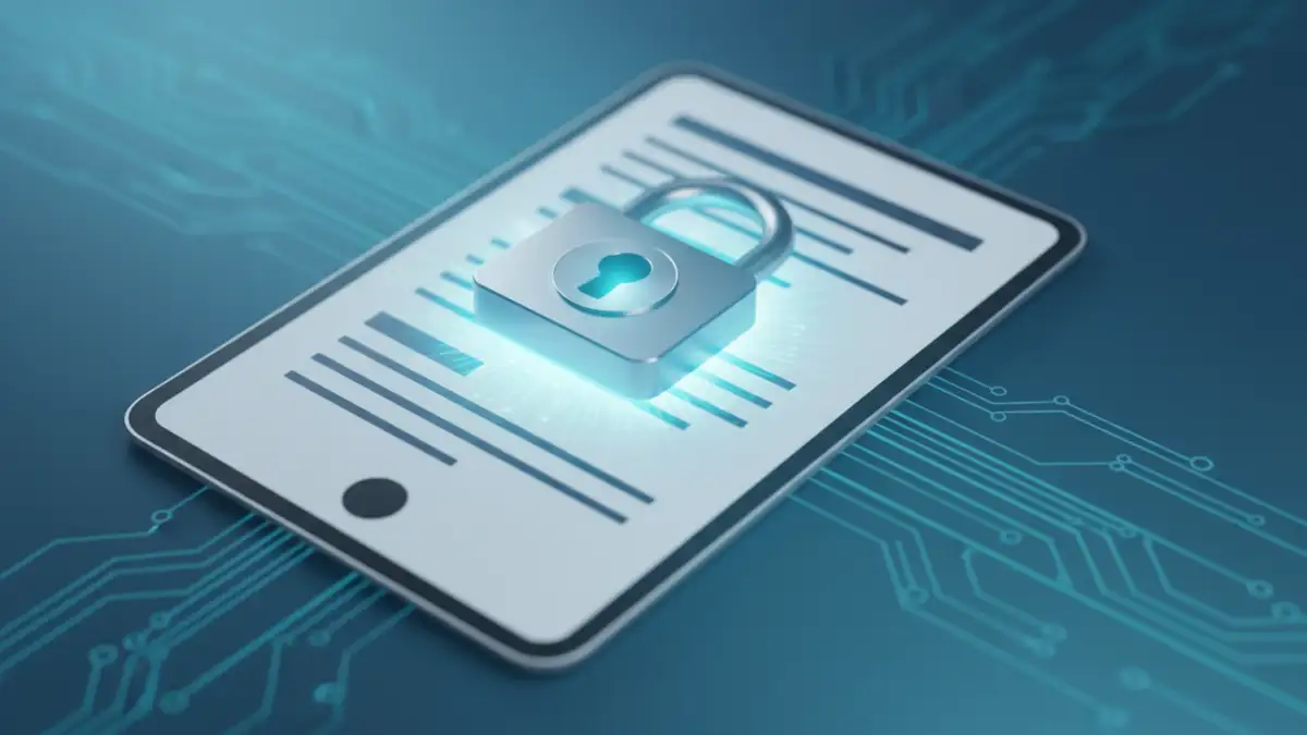 sharing documents safely - Secure document sharing concept with a locked digital file