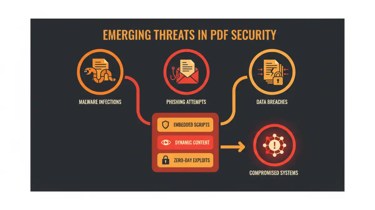 state of pdf security state of pdf security - Infographic detailing emerging threats in PDF security