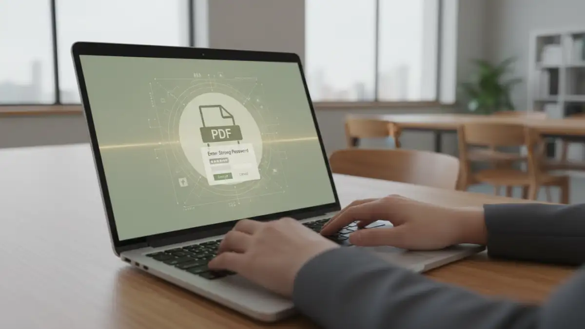 strong pdf encryption - Startup team member securely sharing an encrypted PDF document