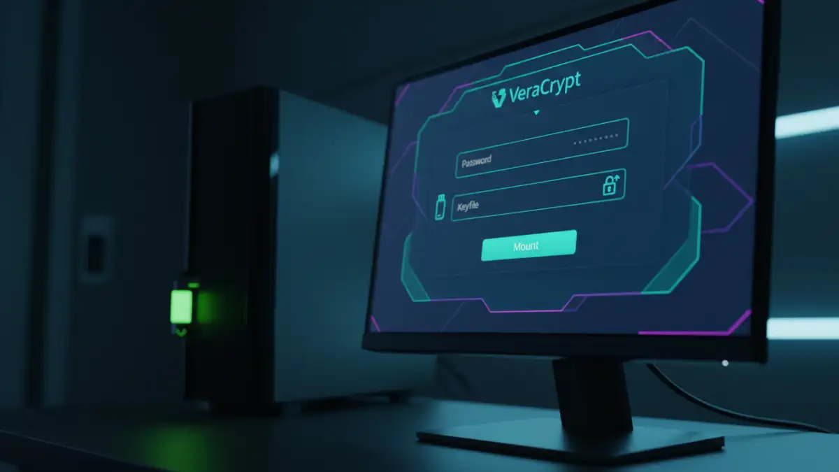 two factor authentication documents - A practical example showing VeraCrypt software using a password and a keyfile for document encryption.