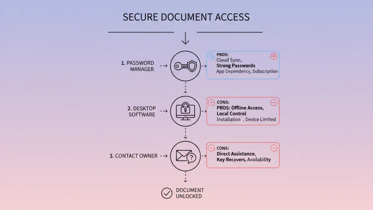 unlock encrypted documents unlock encrypted documents - Infographic showing steps and methods to access encrypted documents
