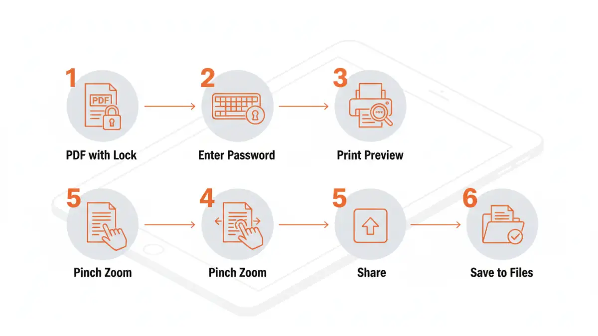 unlock pdf ipad - Infographic detailing the browser method to unlock PDFs on iPad