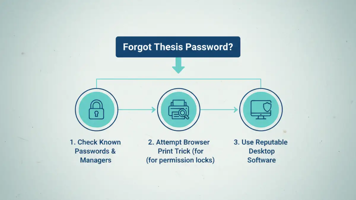 unlocking password protected file unlocking password protected file - Infographic flowchart for a safe academic file recovery process