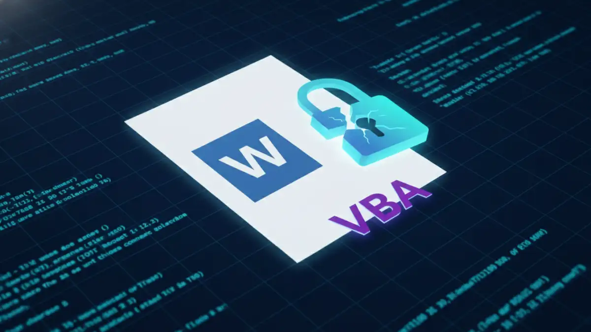 word document vba password - A visual representation of unlocking a Word document's VBA project password.