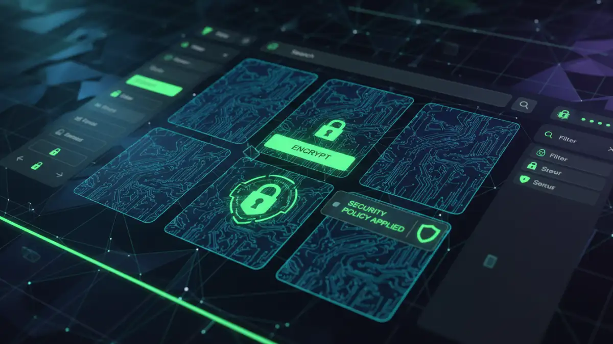 workflow automate encrypt documents - User interface of a document management system showing automated encryption features
