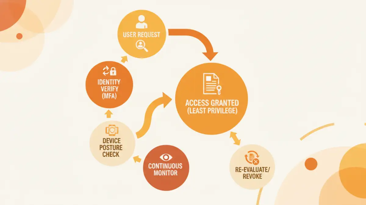 Infographic detailing continuous verification in zero trust document management